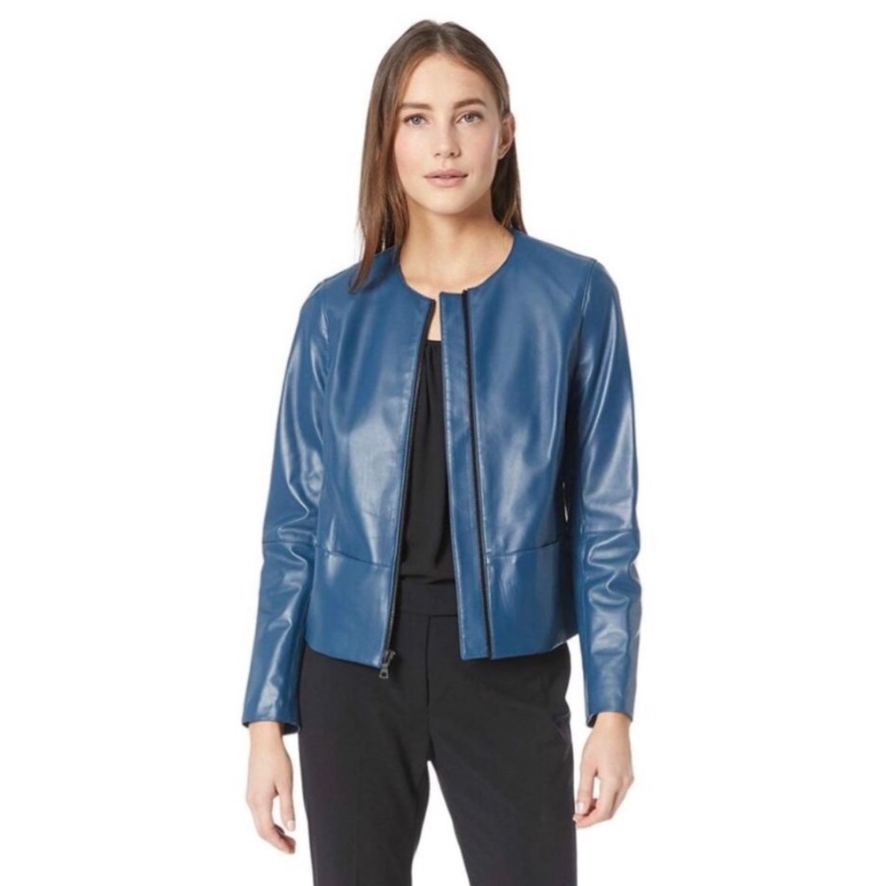 Anne Klein NWT Leather Zip Front Jacket Size~8